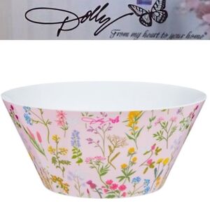 Dolly Parton Floral Melamine Serving Bowl- Pink